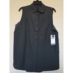 GAIAM Medium Sleeveless Collared Top Lightweight Button-up Shirt Athleisure EUC